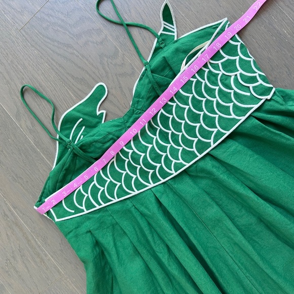 Farm Rio Green Fish Top Maxi Midi Dress Linen White - With Tags - Size Large - Picture 7 of 10